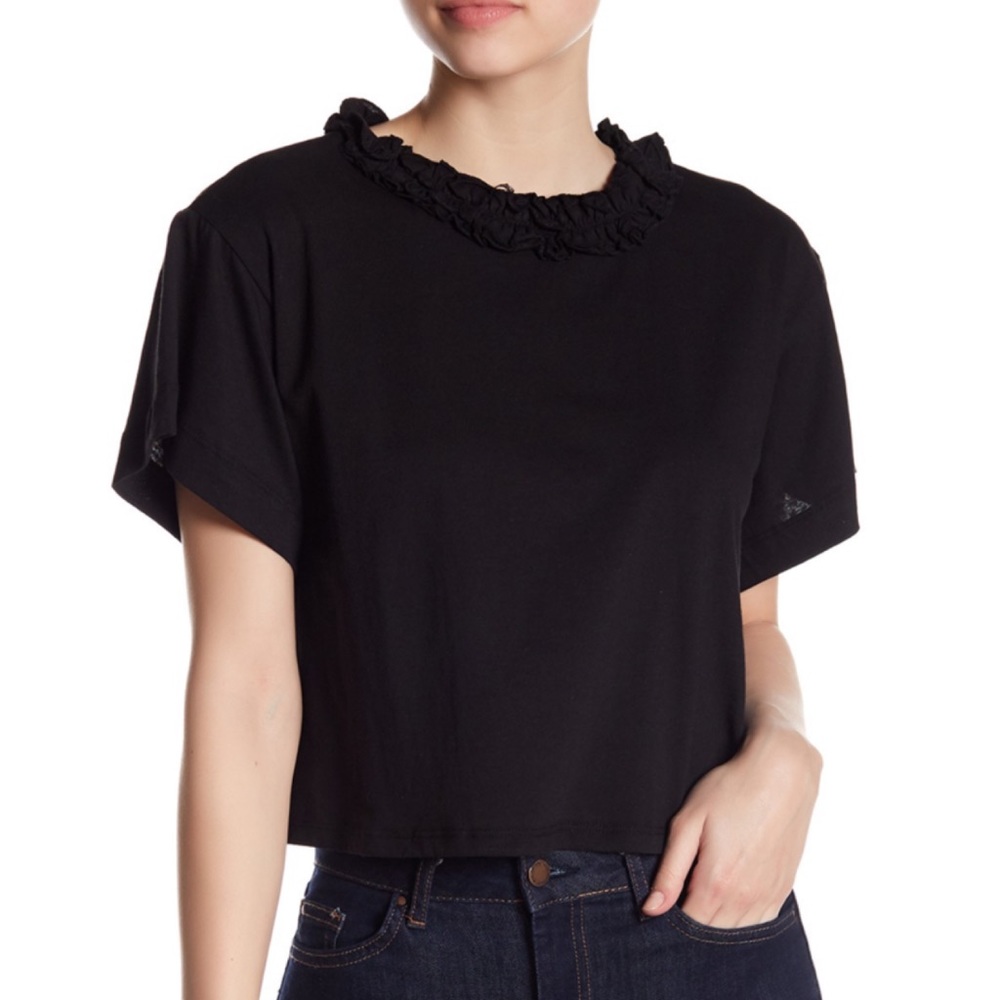 Classic knit ruffle neck tee